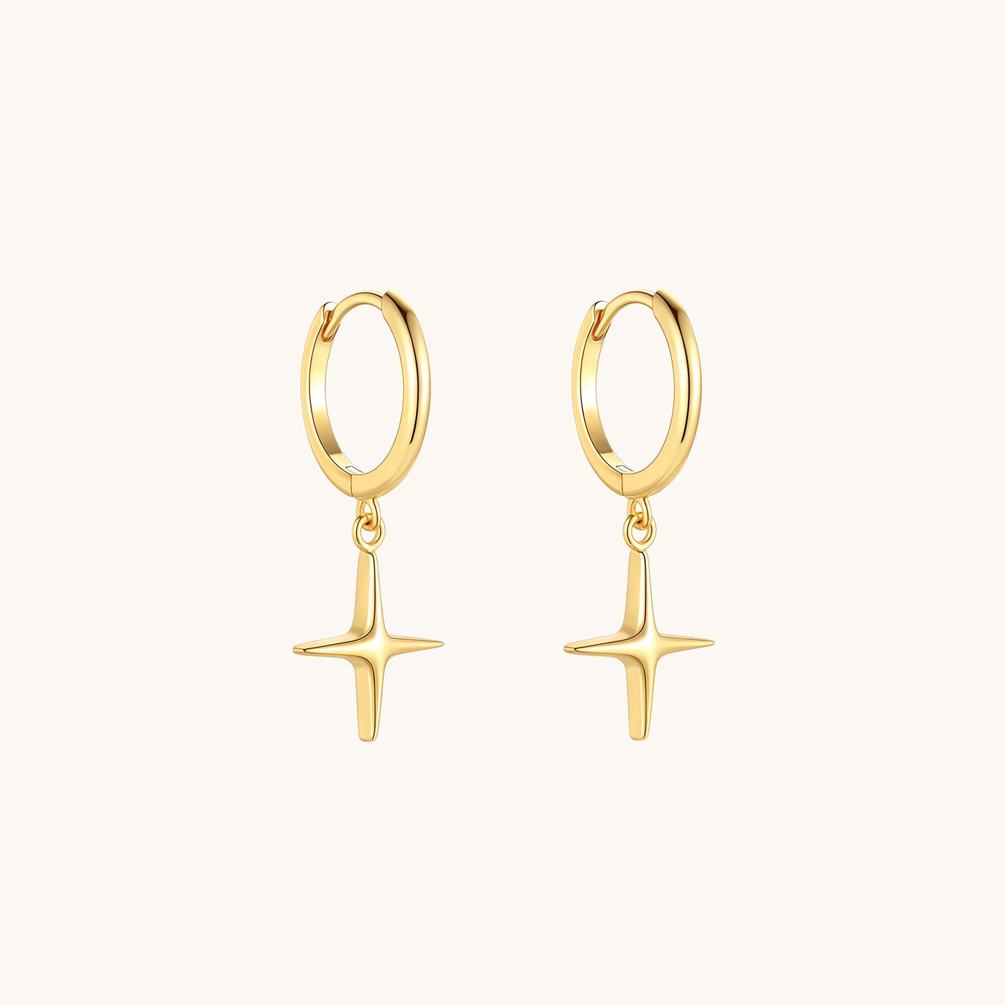 Gold-plated 925 sterling silver Lumi Star Dangle Hoop Earrings Gold
