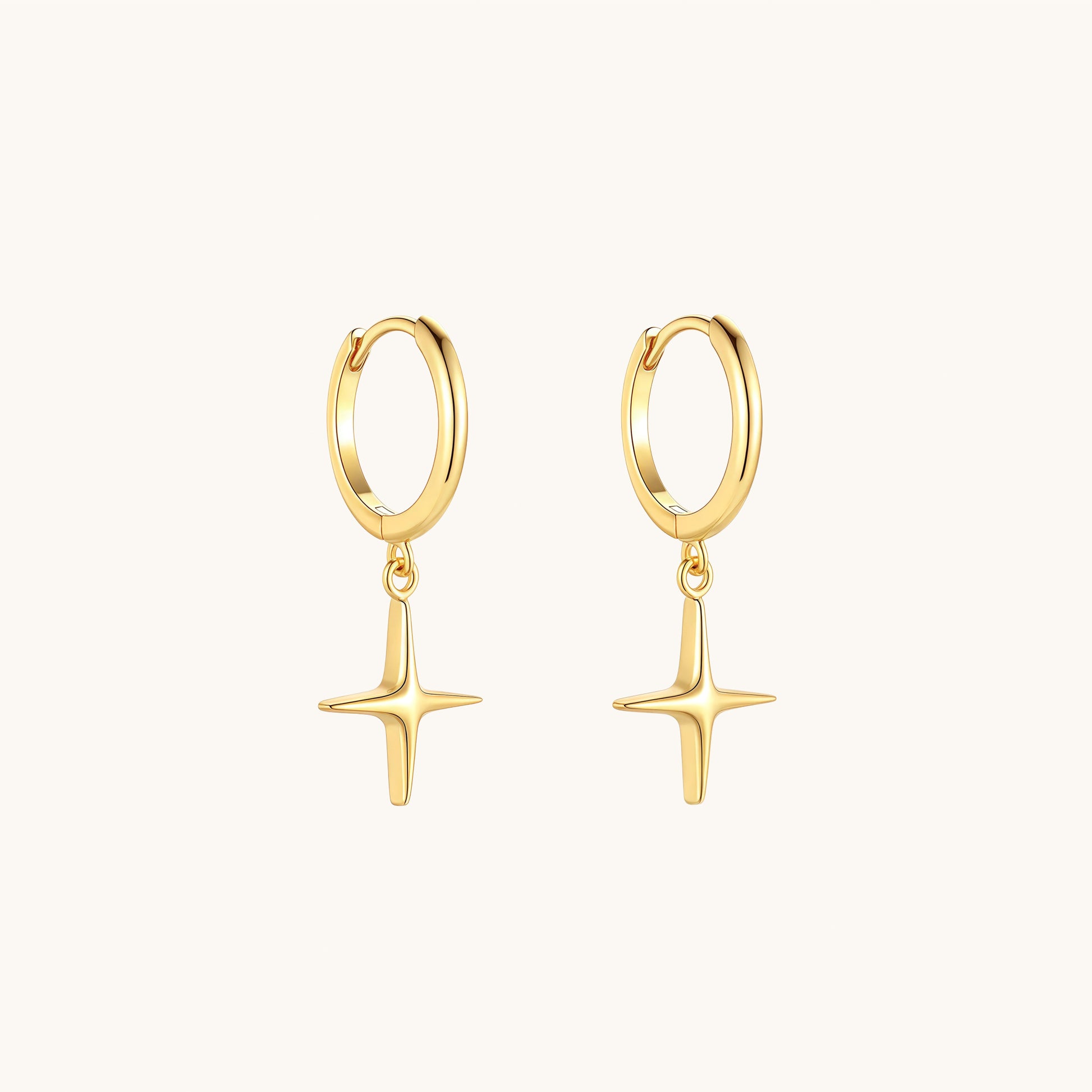 Gold-plated 925 sterling silver Lumi Star Dangle Hoop Earrings Gold
