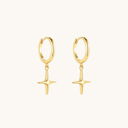 Gold-plated 925 sterling silver Lumi Star Dangle Hoop Earrings Gold
