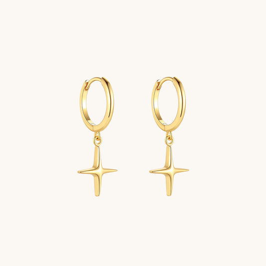 Gold-plated 925 sterling silver Lumi Star Dangle Hoop Earrings Gold
