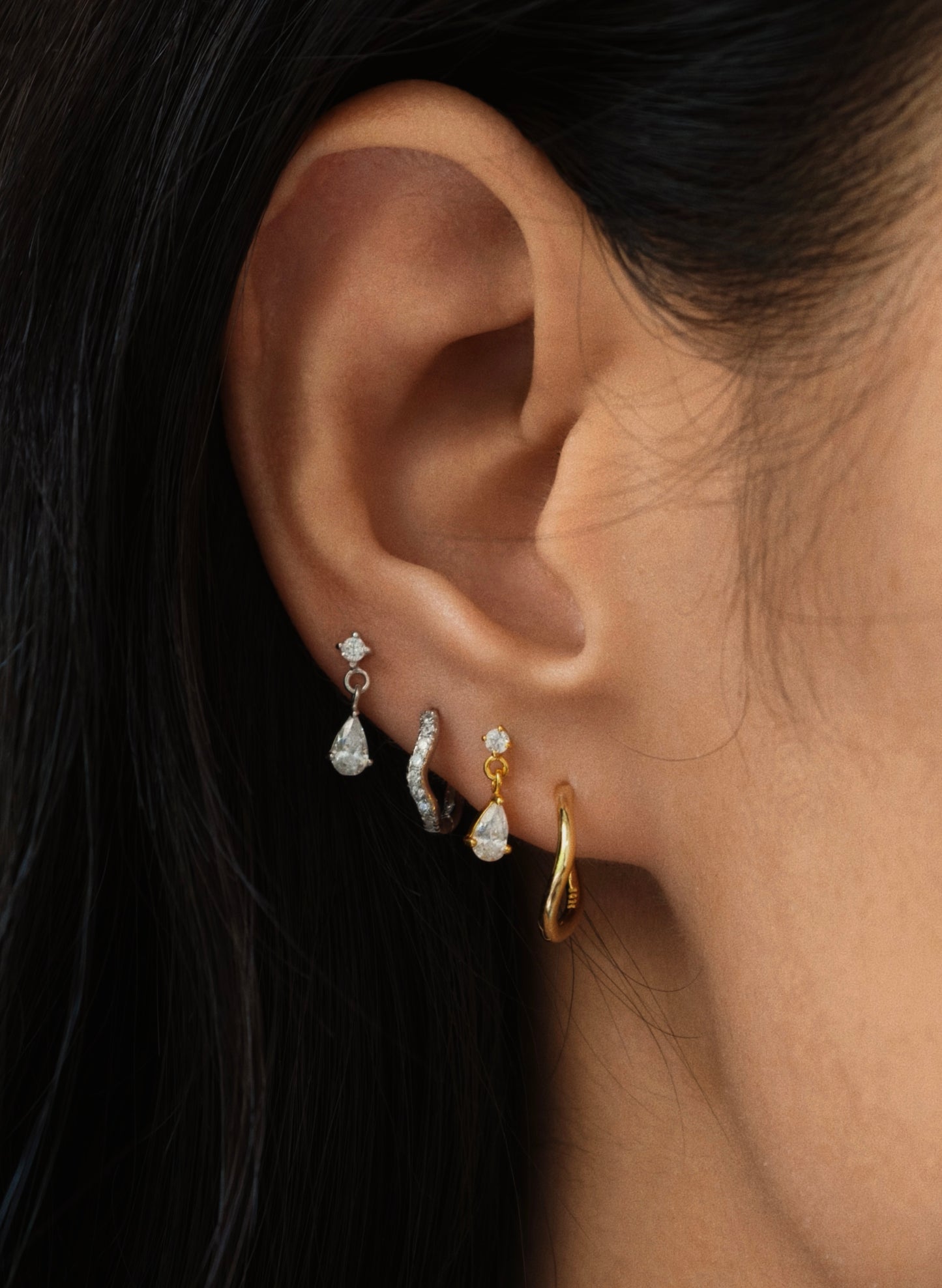 Ripple Pavé Clicker Hoops