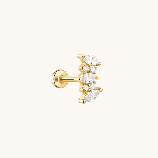 Gold-plated 925 sterling silver Everglow Cluster Flatback Earring Gold