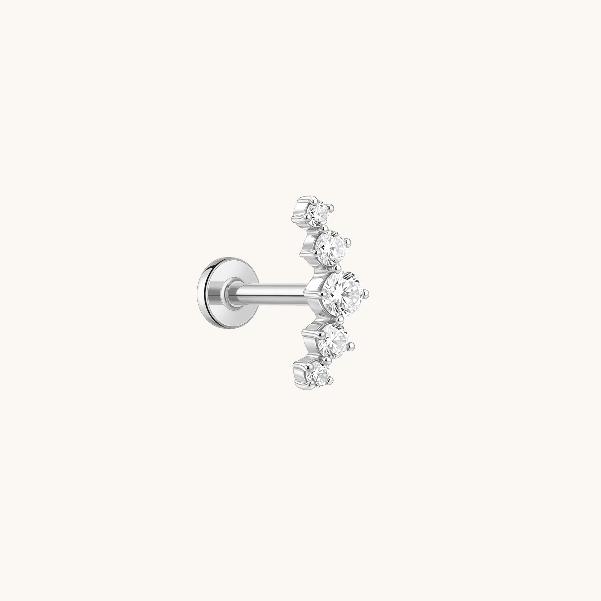 Gold-plated 925 sterling silver Solstice Arc Flatback Earring Silver