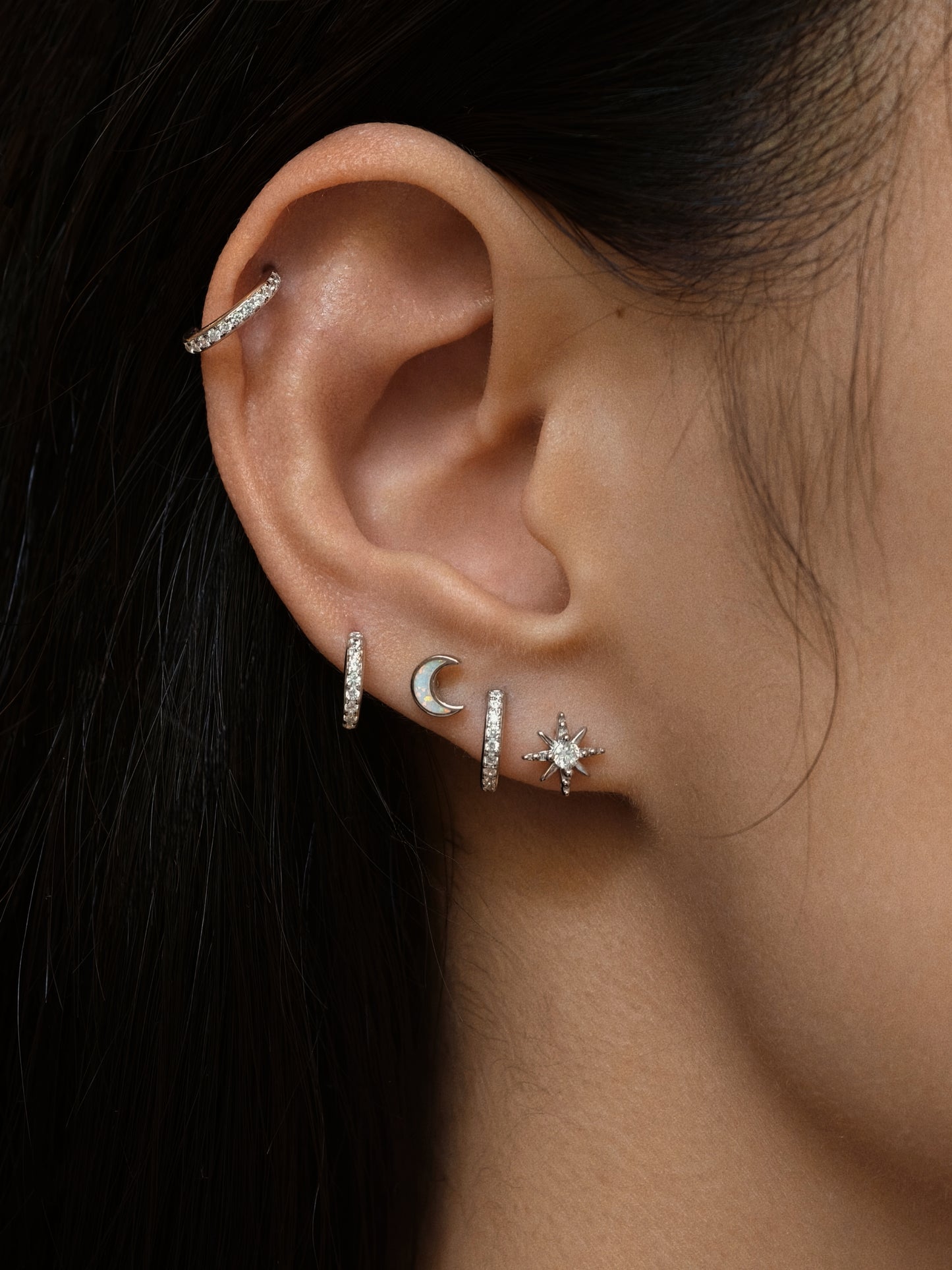 Gold-plated 925 sterling silver Lodestar Moissanite Flatback Earring