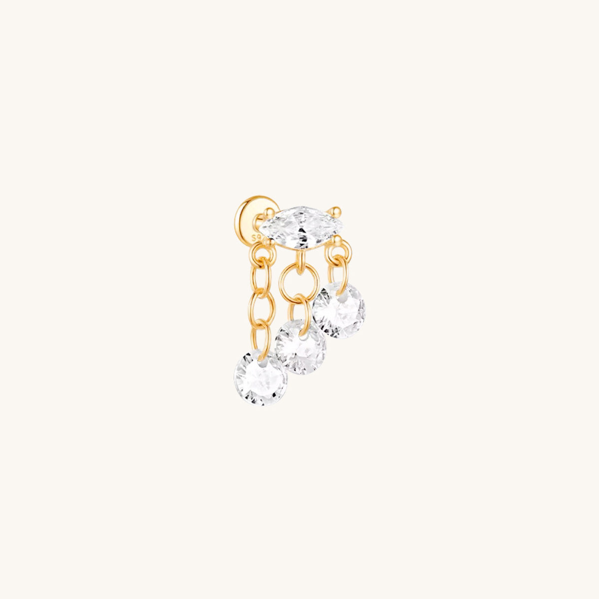 CZ Tassel Chain Flatback Earring