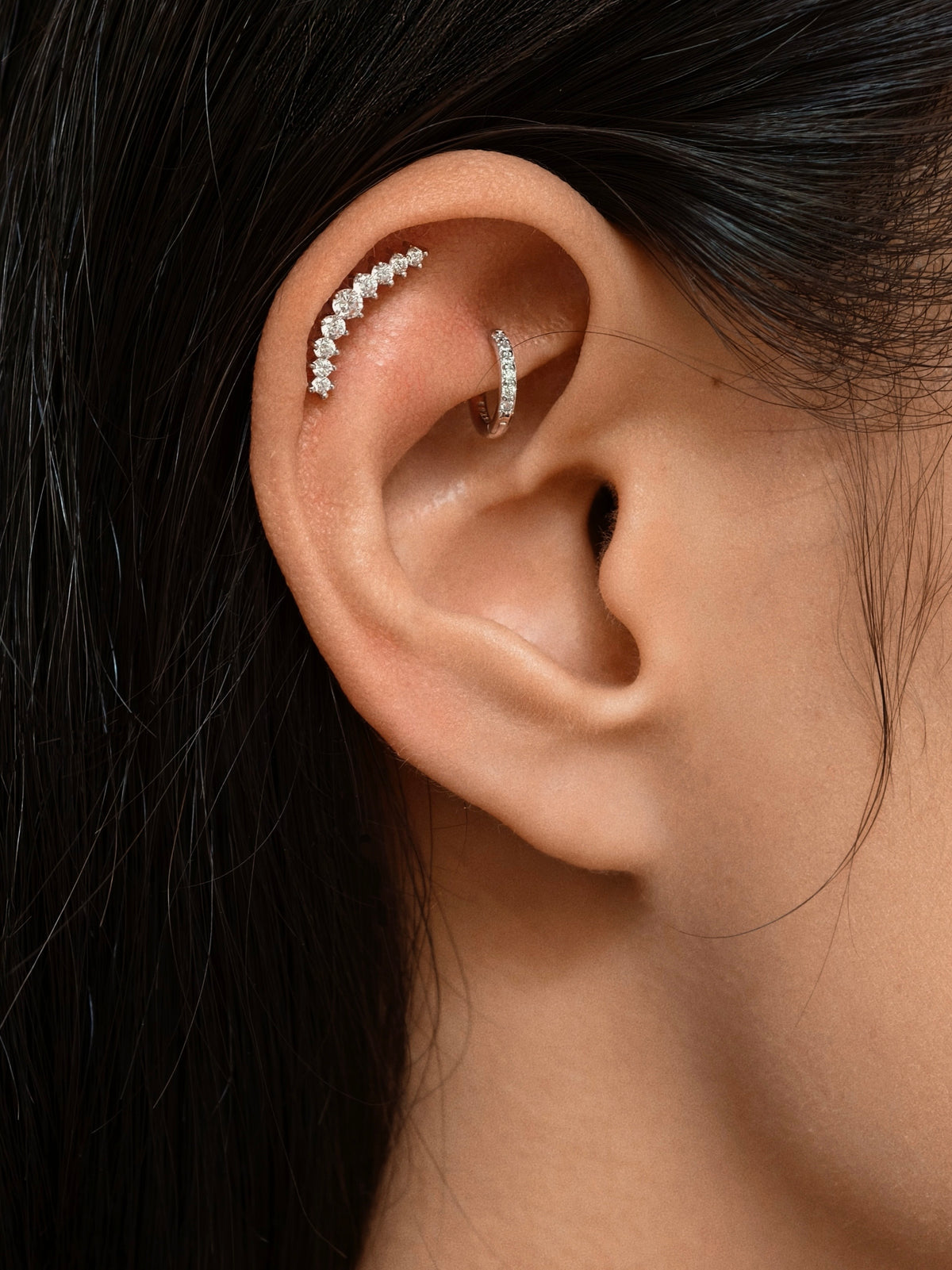 Gold-plated 925 sterling silver Crescent Flatback Earring