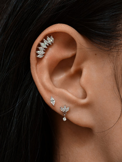Gold-plated 925 sterling silver Olive Leaf Flatback Earring