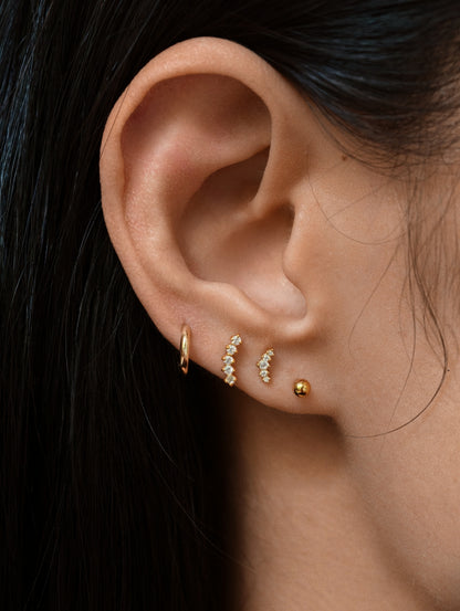Gold-plated 925 sterling silver Mini Curve Flatback Earring