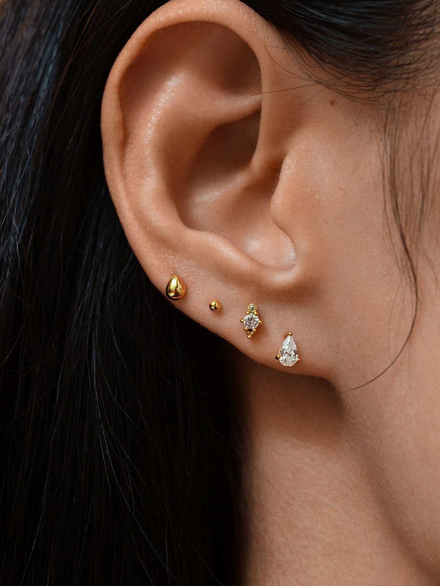 Gold-plated 925 sterling silver Gilded Pear Flatback Earring
