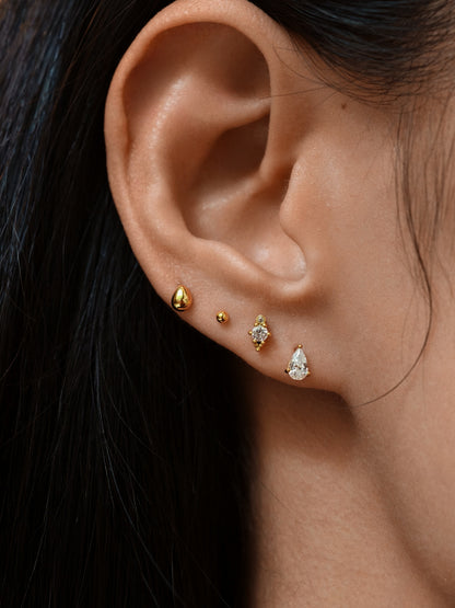 Gold-plated 925 sterling silver Gilded Pear Flatback Earring