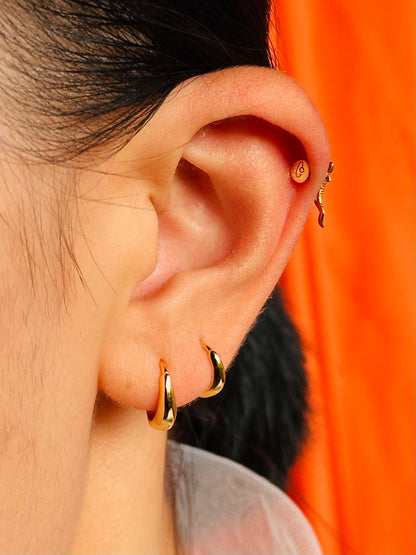 Gold-plated 925 sterling silver Contour Arc Hoop Earrings
