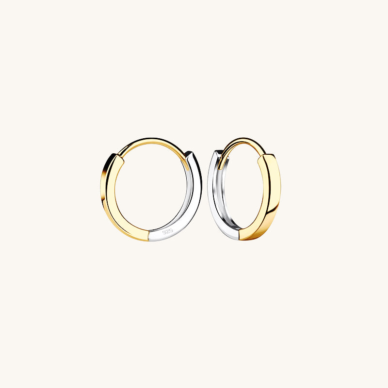 Dual-Tone Gold Silver Hoops