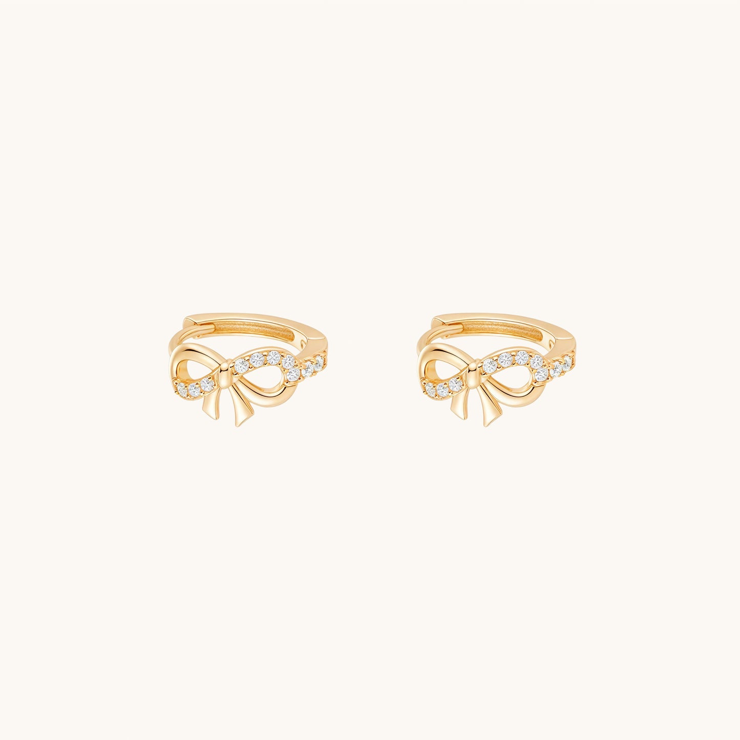 Gold-plated 925 sterling silver Classic Bow Clicker Hoop Pair