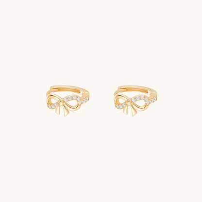 Gold-plated 925 sterling silver Classic Bow Clicker Hoop Pair