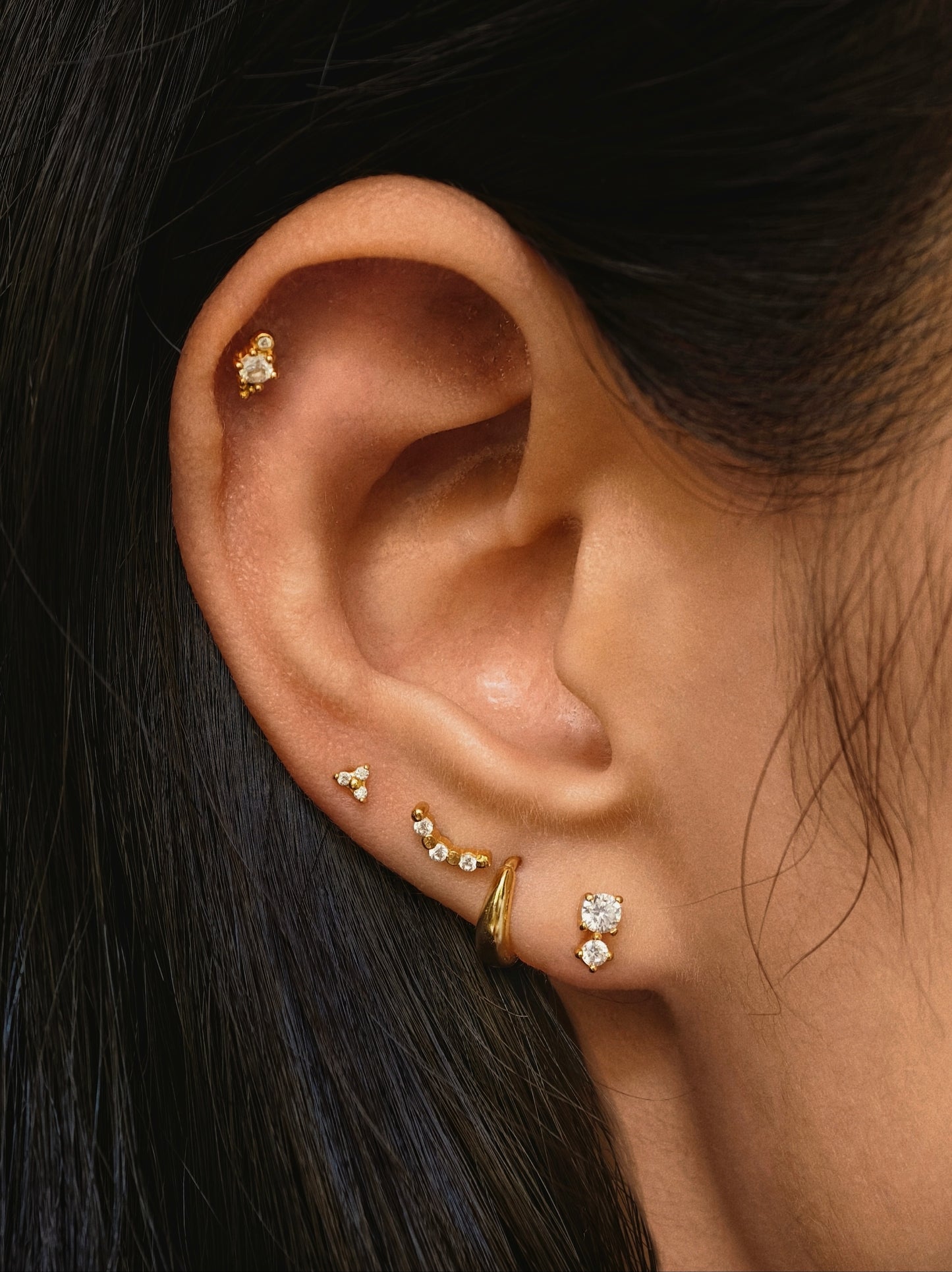 Gold-plated 925 sterling silver Curve Flatback Earring