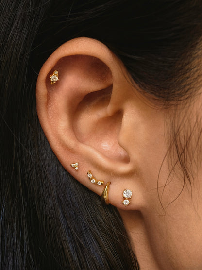Gold-plated 925 sterling silver Curve Flatback Earring