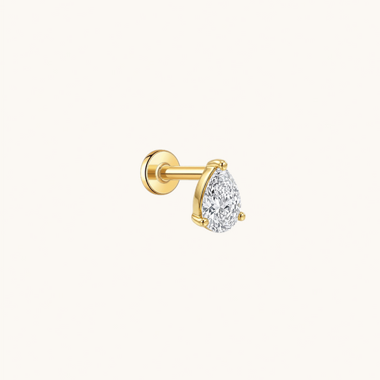 Gold-plated 925 sterling silver Gilded Pear Flatback Earring Gold