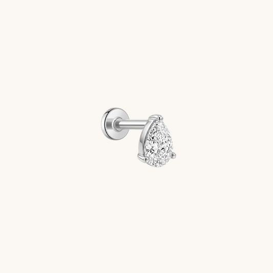 Gold-plated 925 sterling silver Gilded Pear Flatback Earring Silver