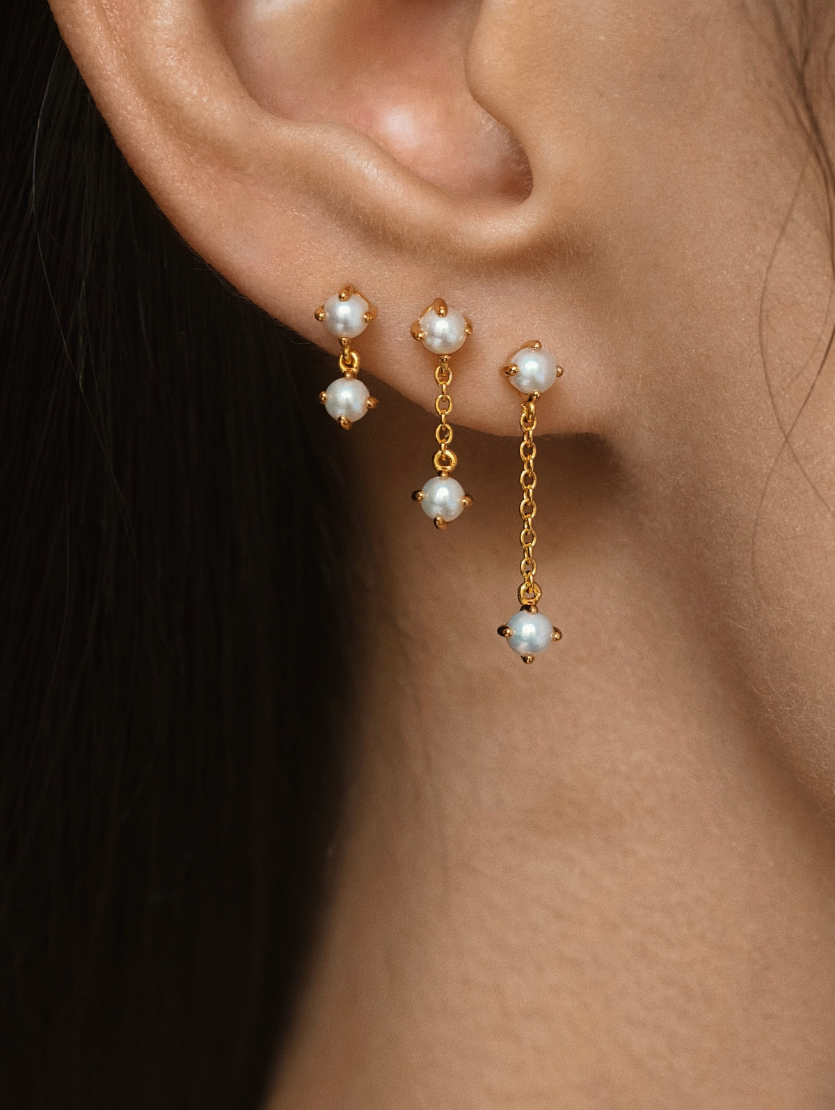 Gold-plated 925 sterling silver Freshwater Pearl Drop Flatback Earring