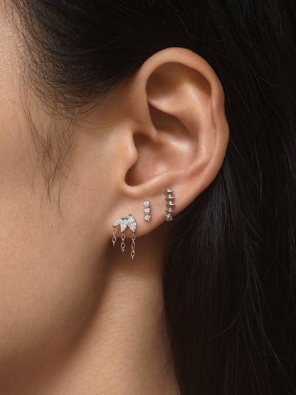 CZ Bar Flatback Earring