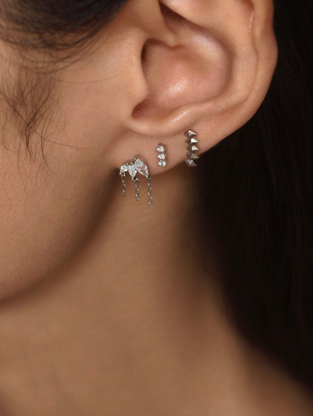 CZ Bar Flatback Earring