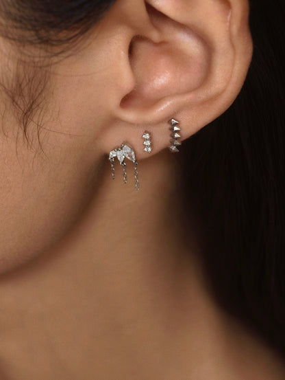 CZ Bar Flatback Earring