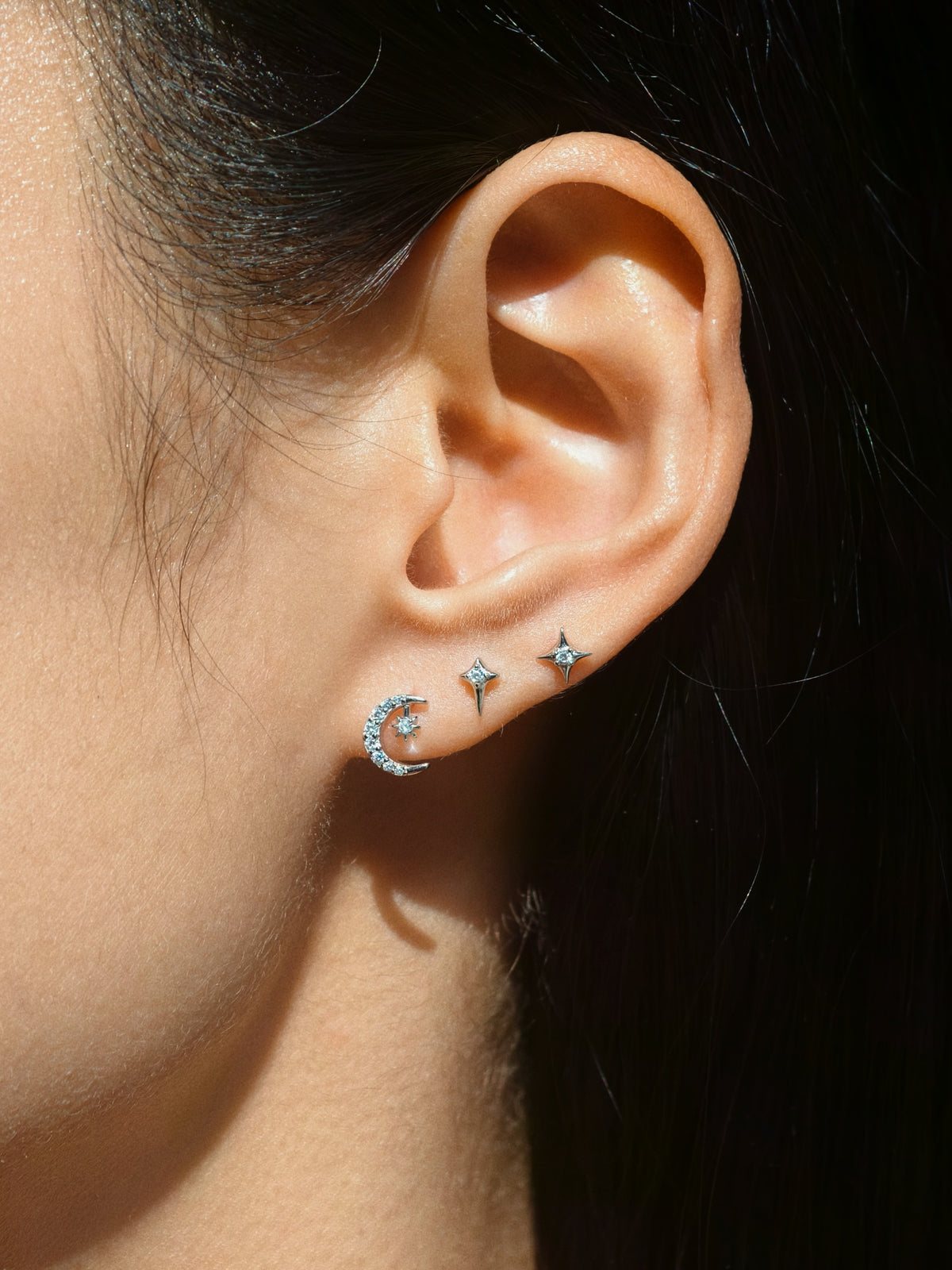 Star-Chaser Moon Flatback Earring