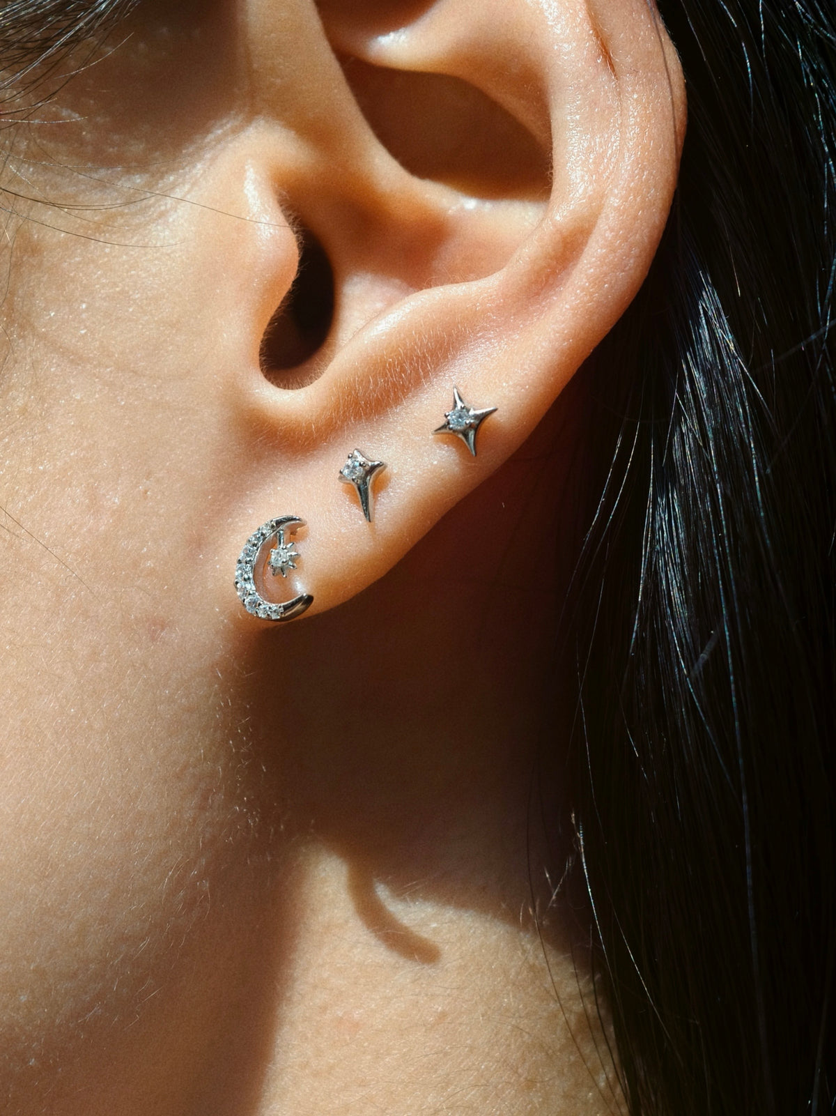 Star-Chaser Moon Flatback Earring