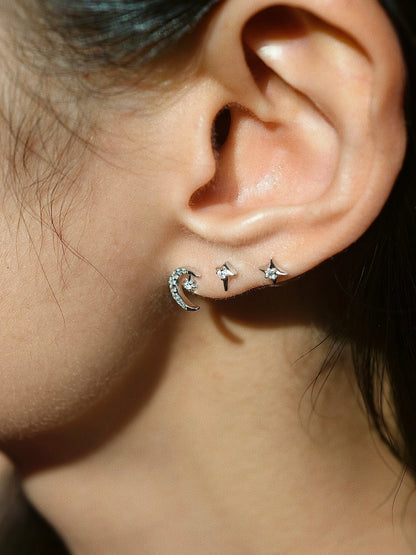 Star-Chaser Moon Flatback Earring