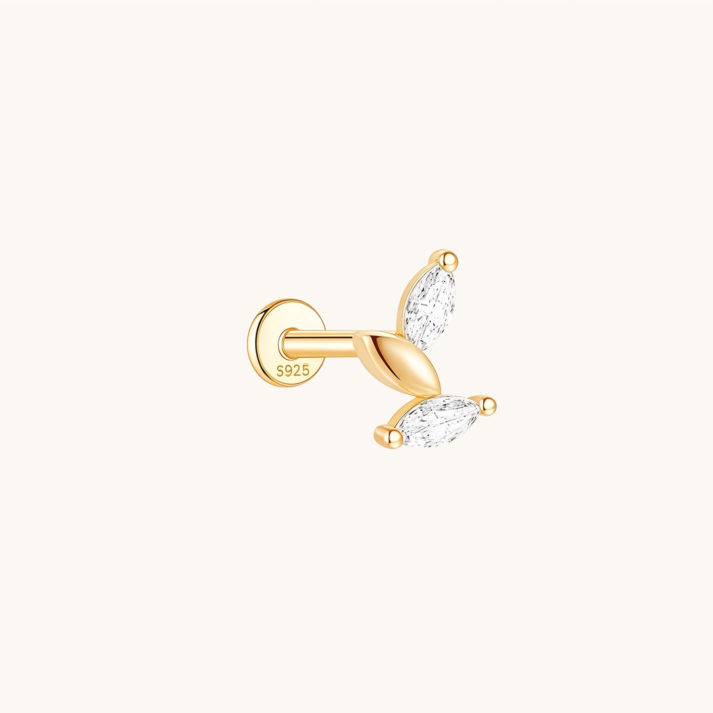 Gold-plated 925 sterling silver Trinity Weave Flatback Earring 8mm