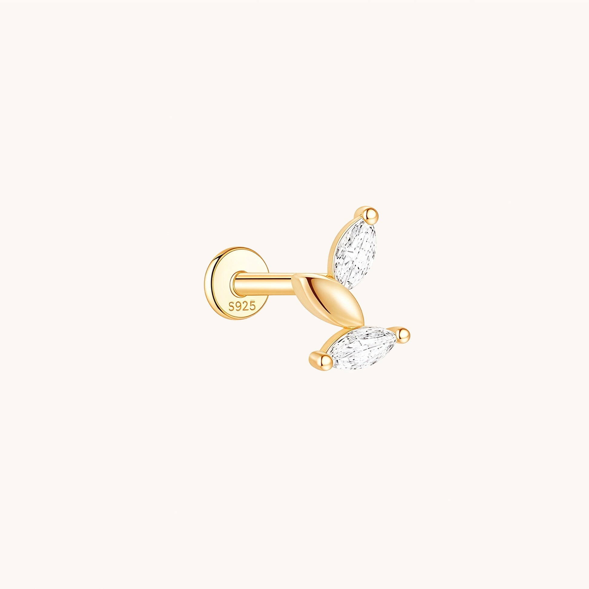 Gold-plated 925 sterling silver Trinity Weave Flatback Earring 8mm