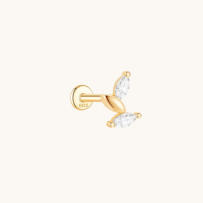 Gold-plated 925 sterling silver Trinity Weave Flatback Earring 8mm