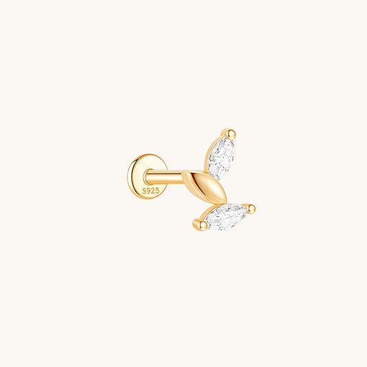 Gold-plated 925 sterling silver Trinity Weave Flatback Earring 8mm