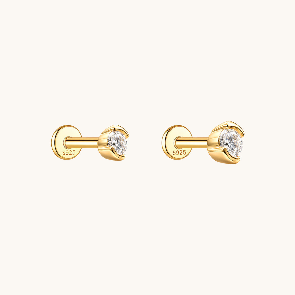 Open Arc Moissanite Flatback Earring