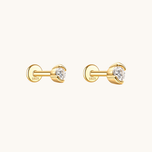 Gold-plated 925 sterling silver Open Arc Moissanite Flatback Earring
