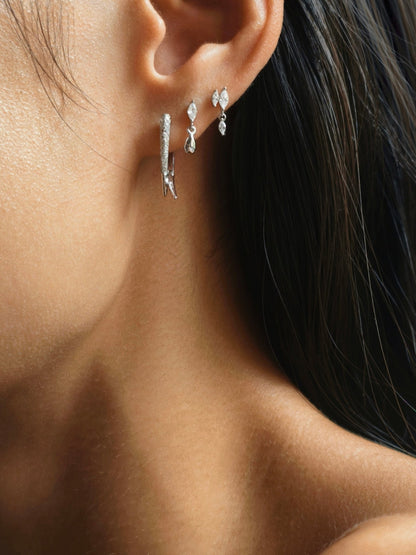 Gold-plated 925 sterling silver Rebel Cross CZ Hoop Earrings
