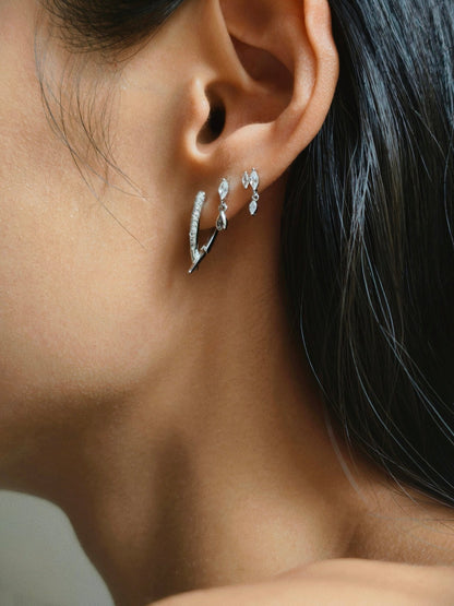 Gold-plated 925 sterling silver Rebel Cross CZ Hoop Earrings