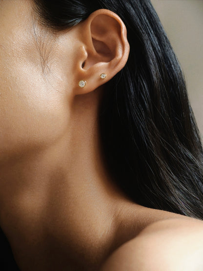 Gold-plated 925 sterling silver Twin Cone Moissanite Flatback Earring