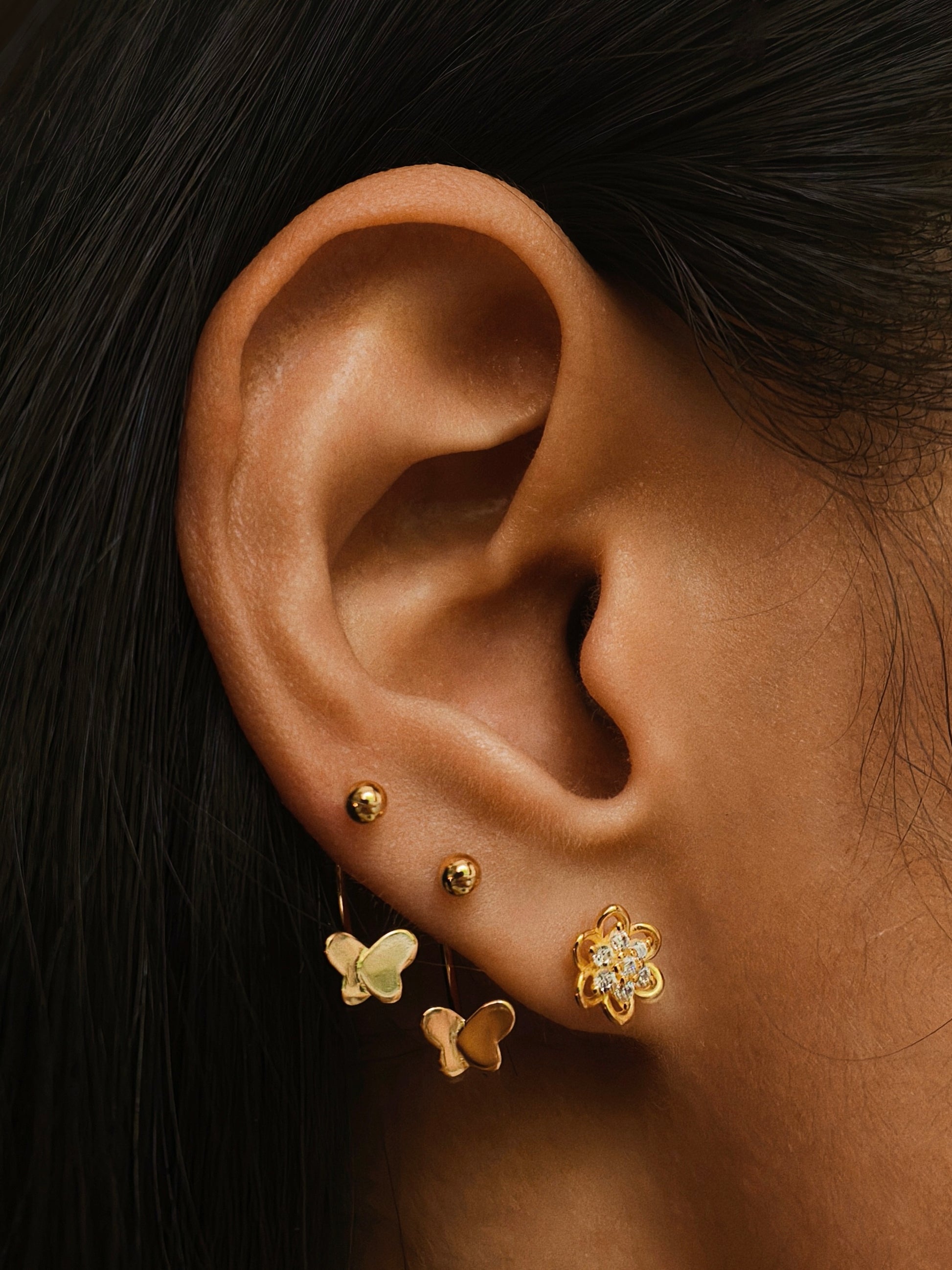 Gold-plated 925 sterling silver Narcissus Bloom Flatback Earring