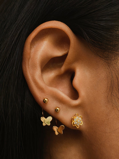 Gold-plated 925 sterling silver Narcissus Bloom Flatback Earring
