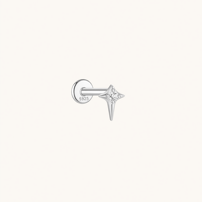 Gold-plated 925 sterling silver Starlance Flatback Earring Silver