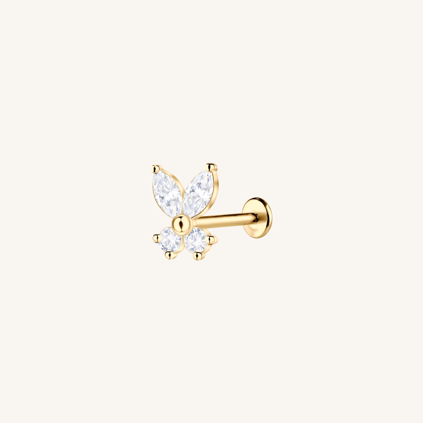 Gold-plated 925 sterling silver Butterfly Flatback Earring Gold