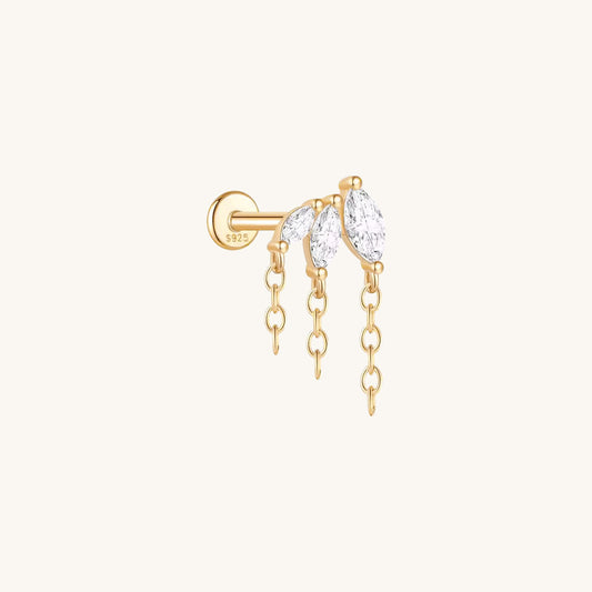 Marquise CZ Tassel Flatback Earring