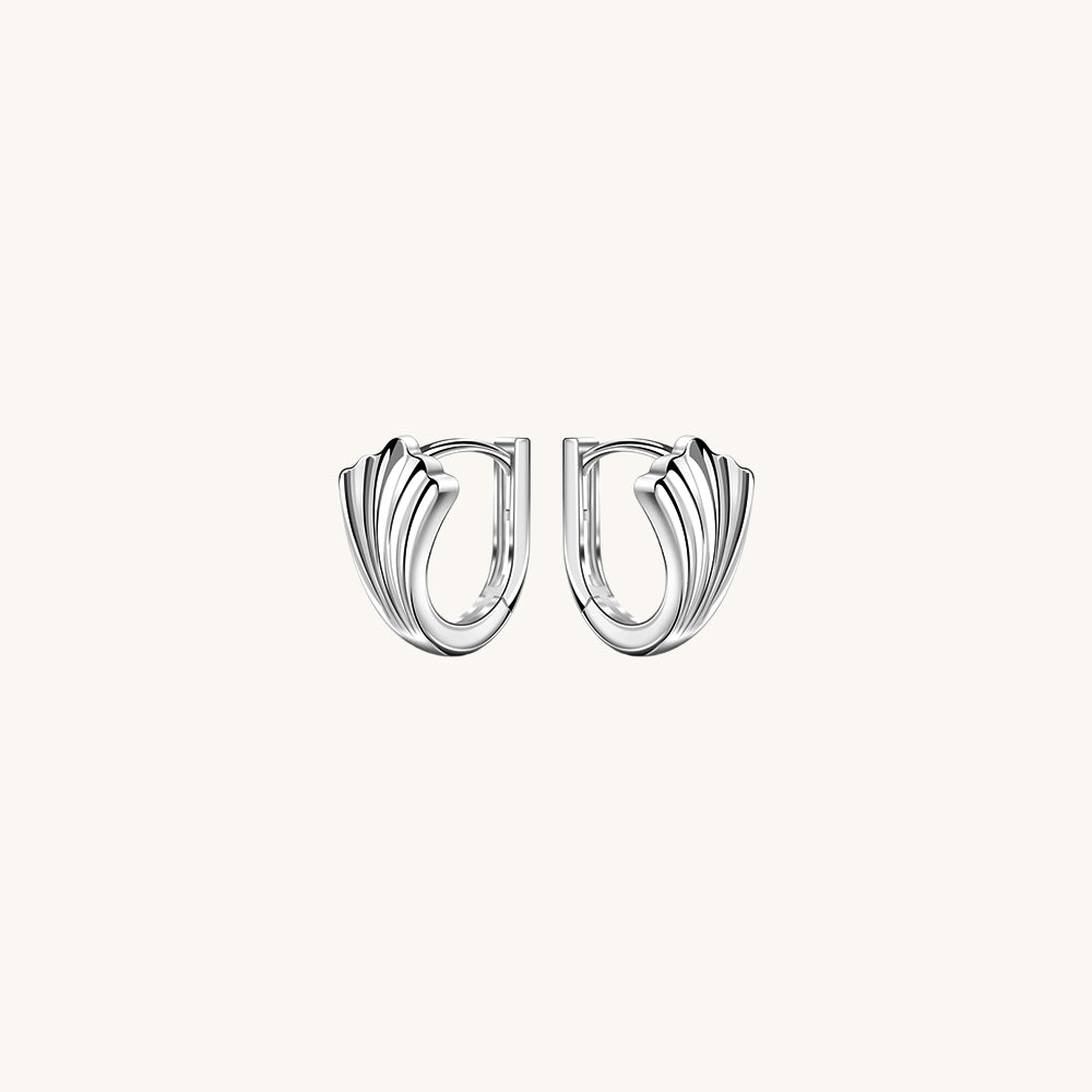 Gold-plated 925 sterling silver Crescent Fan Hoop Earrings Silver