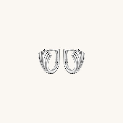 Gold-plated 925 sterling silver Crescent Fan Hoop Earrings Silver