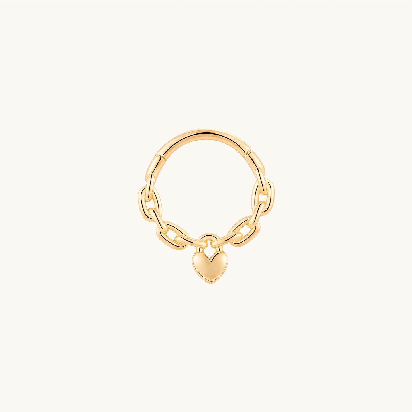 Gold-plated 925 sterling silver Heart and Chain Clicker Hoop