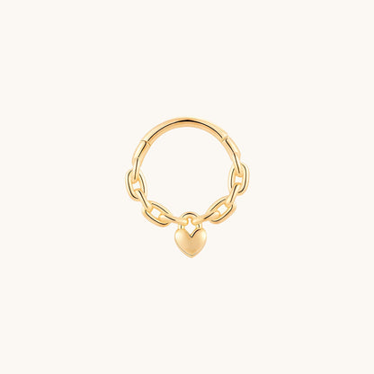 Gold-plated 925 sterling silver Heart and Chain Clicker Hoop