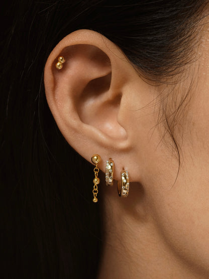 Gold-plated 925 sterling silver Double Ball Flatback Earring