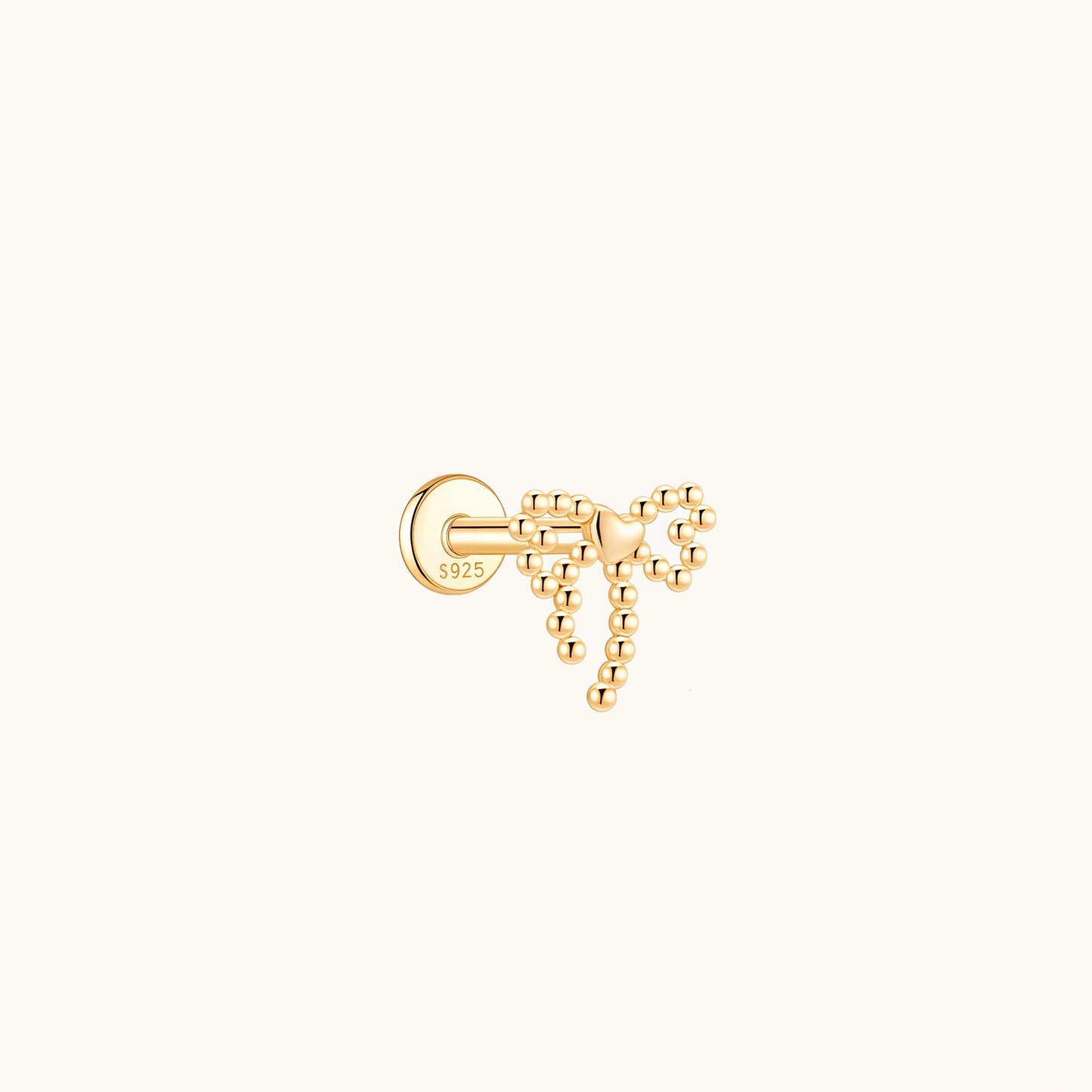 Gold-plated 925 sterling silver Minimalist Bow Flatback Earring