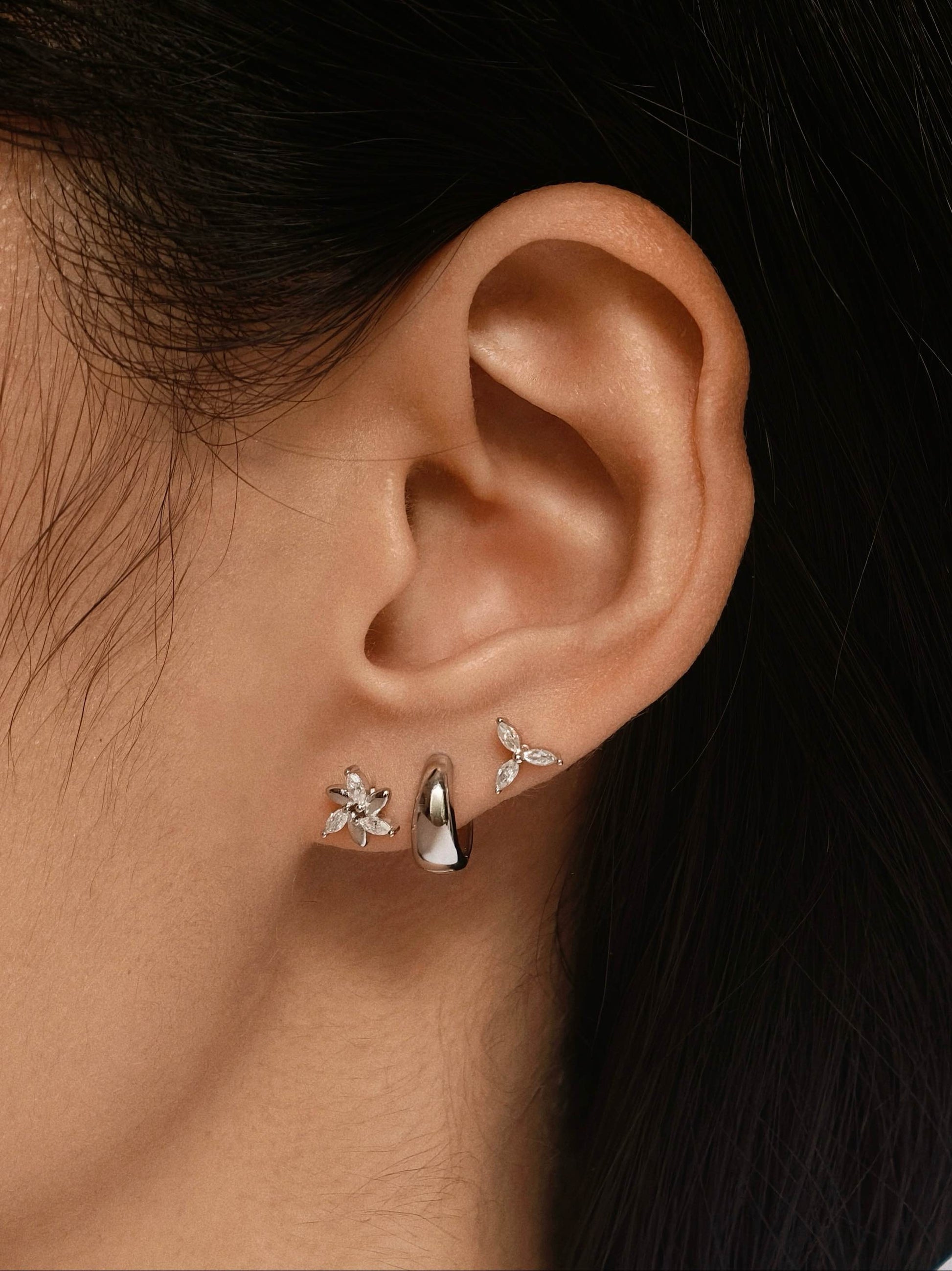 Gold-plated 925 sterling silver Windmill Moissanite Flatback Earring